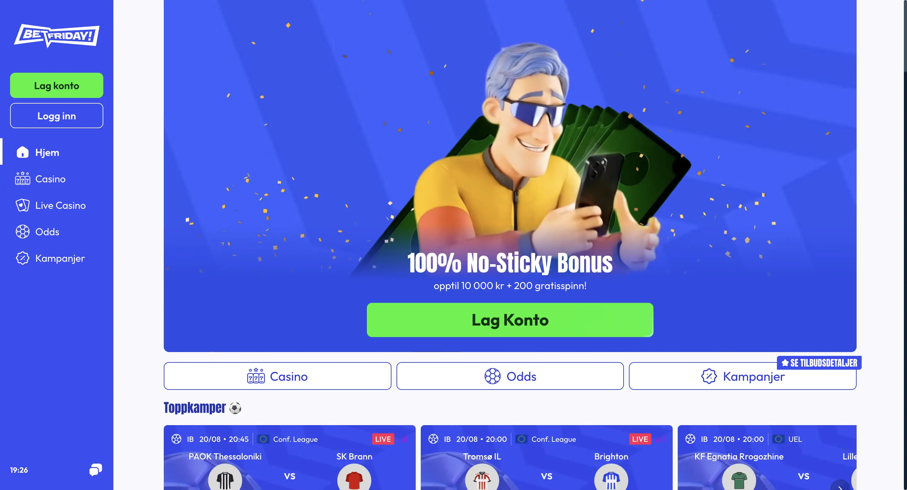 Betfriday Casino – nytt casino skjermbilde